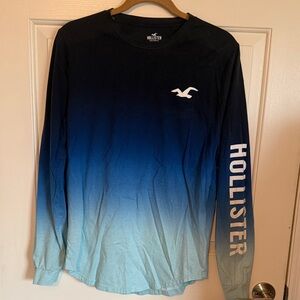 Hollister Navy to Light Blue Ombre Long Sleeve Tee